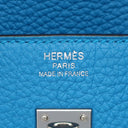 エルメス HERMES バーキン25 ブルーザンジバル トゴ ハンドバッグ シルバー金具 青