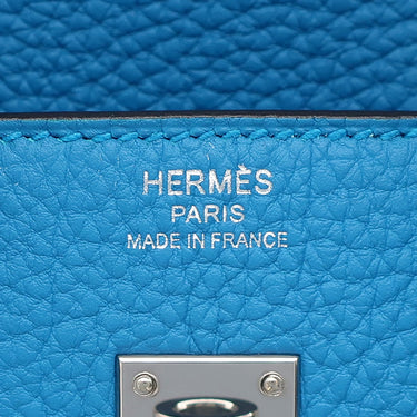 エルメス HERMES バーキン25 ブルーザンジバル トゴ ハンドバッグ シルバー金具 青