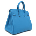エルメス HERMES バーキン25 ブルーザンジバル トゴ ハンドバッグ シルバー金具 青