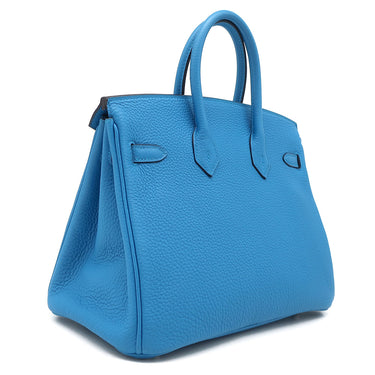 エルメス HERMES バーキン25 ブルーザンジバル トゴ ハンドバッグ シルバー金具 青