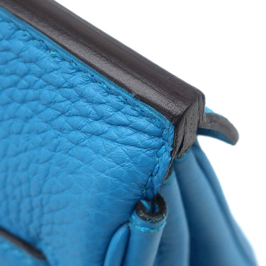 エルメス HERMES バーキン25 ブルーザンジバル トゴ ハンドバッグ シルバー金具 青