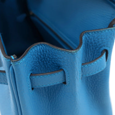 エルメス HERMES バーキン25 ブルーザンジバル トゴ ハンドバッグ シルバー金具 青