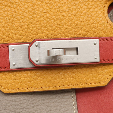 エルメス HERMES バーキン30 カザック トゥルティエールグレー×ムタード×サンギーヌ トリヨンクレマンス スイフト ハンドバッグ マットシルバー金具