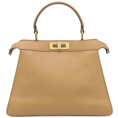 フェンディ FENDI ピーカブー アイシーユー ミディアム 8BN321 ベージュ レザー 2WAYバッグ ゴールド金具 セレリア バイカラー ピンク
