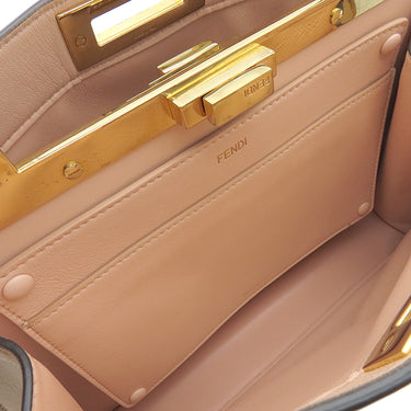 フェンディ FENDI ピーカブー アイシーユー ミディアム 8BN321 ベージュ レザー 2WAYバッグ ゴールド金具 セレリア バイカラー ピンク