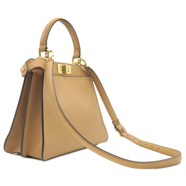 フェンディ FENDI ピーカブー アイシーユー ミディアム 8BN321 ベージュ レザー 2WAYバッグ ゴールド金具 セレリア バイカラー ピンク