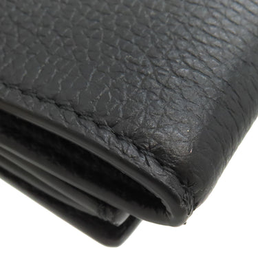 グッチ GUCCI ロゴ ミニ ウォレット 736151 ブラック レザー 三つ折り財布 ゴールド金具 黒 コンパクト