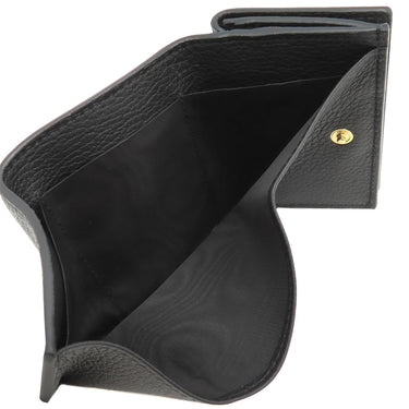 グッチ GUCCI ロゴ ミニ ウォレット 736151 ブラック レザー 三つ折り財布 ゴールド金具 黒 コンパクト