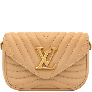 ルイヴィトン LOUIS VUITTON ニューウェーブ ミュルティ ポシェット M58941 アリゾナベージュ カーフスキン ショルダーバッグ ゴールド金具 LVロゴ