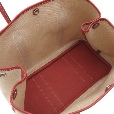 エルメス HERMES ガーデンパーティーPM ルージュデュセス×エクリュ トワルアッシュ ネゴンダ トートバッグ シルバー金具 赤 トワルH