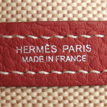 エルメス HERMES ガーデンパーティーPM ルージュデュセス×エクリュ トワルアッシュ ネゴンダ トートバッグ シルバー金具 赤 トワルH