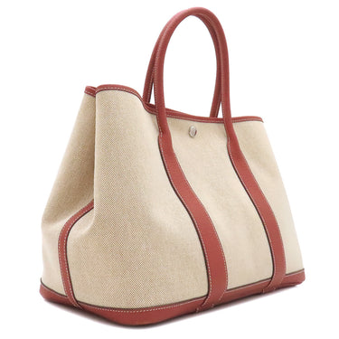 エルメス HERMES ガーデンパーティーPM ルージュデュセス×エクリュ トワルアッシュ ネゴンダ トートバッグ シルバー金具 赤 トワルH