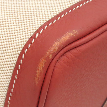 エルメス HERMES ガーデンパーティーPM ルージュデュセス×エクリュ トワルアッシュ ネゴンダ トートバッグ シルバー金具 赤 トワルH