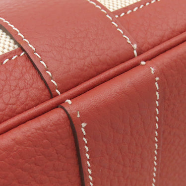 エルメス HERMES ガーデンパーティーPM ルージュデュセス×エクリュ トワルアッシュ ネゴンダ トートバッグ シルバー金具 赤 トワルH