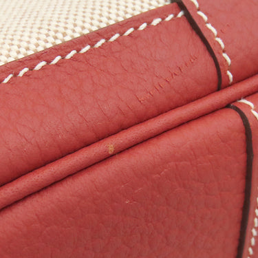 エルメス HERMES ガーデンパーティーPM ルージュデュセス×エクリュ トワルアッシュ ネゴンダ トートバッグ シルバー金具 赤 トワルH