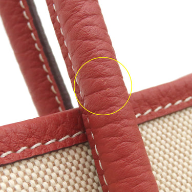 エルメス HERMES ガーデンパーティーPM ルージュデュセス×エクリュ トワルアッシュ ネゴンダ トートバッグ シルバー金具 赤 トワルH