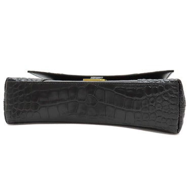 バレンシアガ BALENCIAGA ダウンタウン チェーンショルダーバッグ XS 689121 ブラック レザー ショルダーバッグ ヴィンテージ金具 黒 クロコ型押し