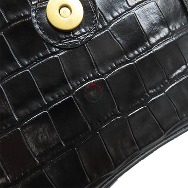 バレンシアガ BALENCIAGA ダウンタウン チェーンショルダーバッグ XS 689121 ブラック レザー ショルダーバッグ ヴィンテージ金具 黒 クロコ型押し