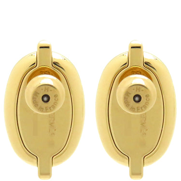 エルメス HERMES ミニマイヨン ブラックXゴールド GP エナメル ピアス ゴールド金具 シェーヌダンクル 黒