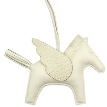 エルメス HERMES ロデオMM ペガサス タッチ クレ アリゲーター アニューミロ バッグチャーム オフホワイト クロコ