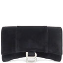 バレンシアガ BALENCIAGA アワーグラス 656050 ブラック ベルベット チェーンウォレット シルバー金具 黒 チェーンショルダー