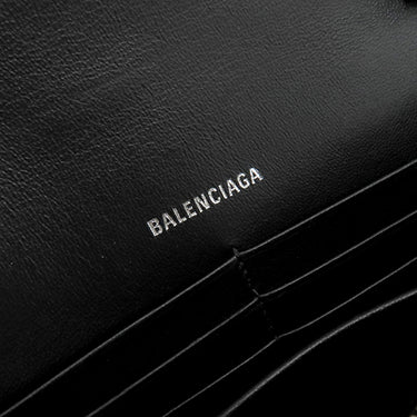 バレンシアガ BALENCIAGA アワーグラス 656050 ブラック ベルベット チェーンウォレット シルバー金具 黒 チェーンショルダー