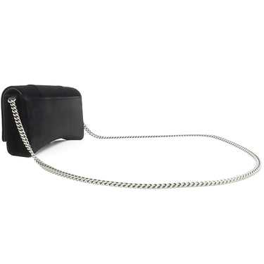 バレンシアガ BALENCIAGA アワーグラス 656050 ブラック ベルベット チェーンウォレット シルバー金具 黒 チェーンショルダー