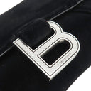 バレンシアガ BALENCIAGA アワーグラス 656050 ブラック ベルベット チェーンウォレット シルバー金具 黒 チェーンショルダー