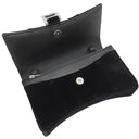 バレンシアガ BALENCIAGA アワーグラス 656050 ブラック ベルベット チェーンウォレット シルバー金具 黒 チェーンショルダー