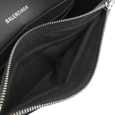 バレンシアガ BALENCIAGA アワーグラス 656050 ブラック ベルベット チェーンウォレット シルバー金具 黒 チェーンショルダー