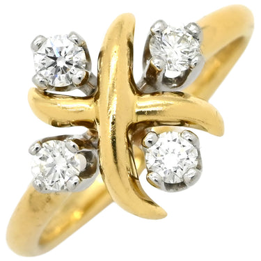 ティファニー Tiffany & Co ジャン シュランバージェ イエローゴールドXプラチナシルバー K18YG Pt950 ダイヤモンド リング 指輪 4Pダイヤ 750 5号