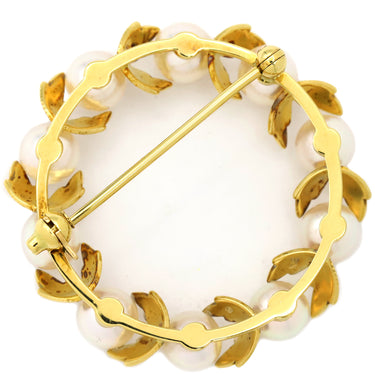 ミキモト MIKIMOTO パールブローチ PB-24BK イエローゴールド K18YG あこやパール ブローチ サークル ラウンド