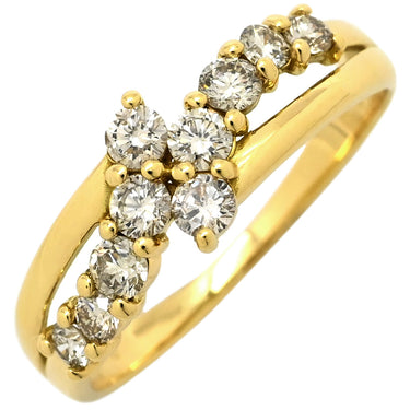 ノンブランド NON BRAND ダイヤリング イエローゴールド K18YG ダイヤモンド リング 指輪 10P 10粒 10号