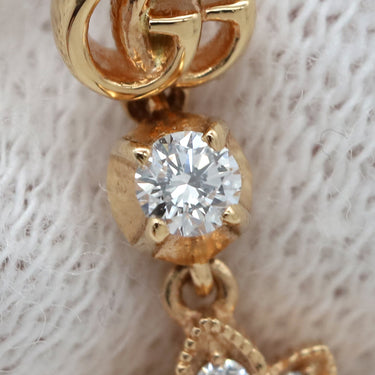 グッチ GUCCI GG フローラ ドロップ ピンクゴールド K18PG ダイヤモンド ピアス Au750 GG 花モチーフ ダイヤモンド