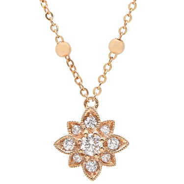 グッチ GUCCI GG フローラ ピンクゴールド K18PG ダイヤモンド ネックレス Au750 GG 花モチーフ ダイヤモンド