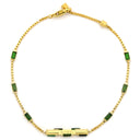 グッチ GUCCI リンクトゥラブ イエローゴールド K18YG グリーントルマリン ブレスレット Au750 18K バゲット トルマリン