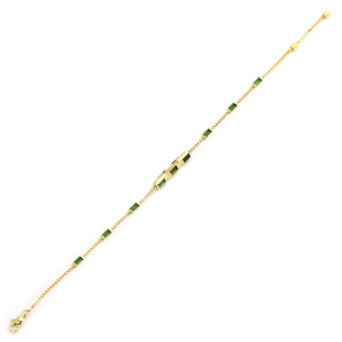 グッチ GUCCI リンクトゥラブ イエローゴールド K18YG グリーントルマリン ブレスレット Au750 18K バゲット トルマリン