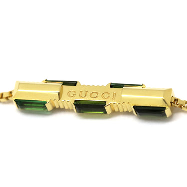 グッチ GUCCI リンクトゥラブ イエローゴールド K18YG グリーントルマリン ブレスレット Au750 18K バゲット トルマリン