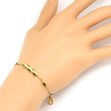 グッチ GUCCI リンクトゥラブ イエローゴールド K18YG グリーントルマリン ブレスレット Au750 18K バゲット トルマリン