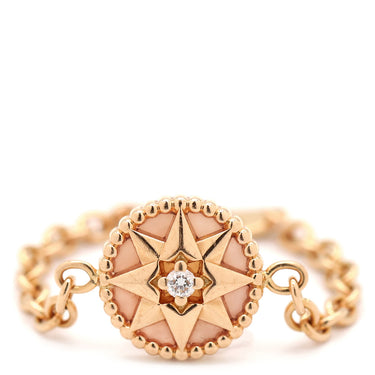 クリスチャン・ディオール Christian Dior ローズ デ ヴァン チェーンリング パールホワイト×ローズゴールド K18RG ダイヤモンド ピンクマザーオブパール #45(JP5) リング 指輪 750 RG ピンクシェル ダイヤ 1P 6号