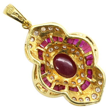 ノンブランド NON BRAND ルビー ダイヤ イエローゴールド K18YG ルビー ダイヤモンド ペンダントトップ 赤 レッド 750 18K YG