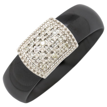 ノンブランド NON BRAND ダイヤリング ホワイトゴールド K18WG ダイヤモンド セラミック リング 指輪 Au750 K18 WG 21号