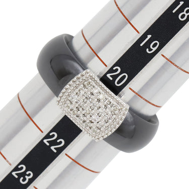 ノンブランド NON BRAND ダイヤリング ホワイトゴールド K18WG ダイヤモンド セラミック リング 指輪 Au750 K18 WG 21号