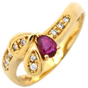 ノンブランド NON BRAND ルビー ダイヤ リング イエローゴールド K18YG ルビー ダイヤモンド リング 指輪 Au750 18K 18金 レッド 赤 12号