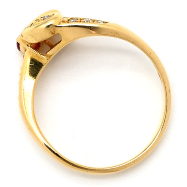 ノンブランド NON BRAND ルビー ダイヤ リング イエローゴールド K18YG ルビー ダイヤモンド リング 指輪 Au750 18K 18金 レッド 赤 12号