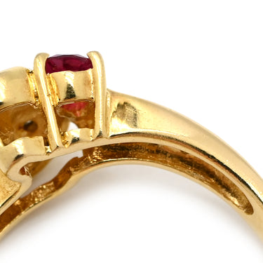 ノンブランド NON BRAND ルビー ダイヤ リング イエローゴールド K18YG ルビー ダイヤモンド リング 指輪 Au750 18K 18金 レッド 赤 12号