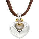 ブルガリ BVLGARI アブラッチオ シルバー×ゴールド×ブラウン K18WG K18YG レザー チョーカー 750 18金