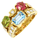 ブルガリ BVLGARI アレグラリング イエローゴールドXブルーXピンクXグリーン K18YG ブルートパーズ ピンクトルマリン ペリドット ダイヤモンド リング 指輪 K18YG 18K 750 18金 12号