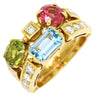 ブルガリ BVLGARI アレグラリング イエローゴールドXブルーXピンクXグリーン K18YG ブルートパーズ ピンクトルマリン ペリドット ダイヤモンド リング 指輪 K18YG 18K 750 18金 12号