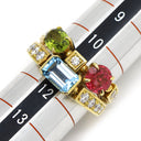 ブルガリ BVLGARI アレグラリング イエローゴールドXブルーXピンクXグリーン K18YG ブルートパーズ ピンクトルマリン ペリドット ダイヤモンド リング 指輪 K18YG 18K 750 18金 12号